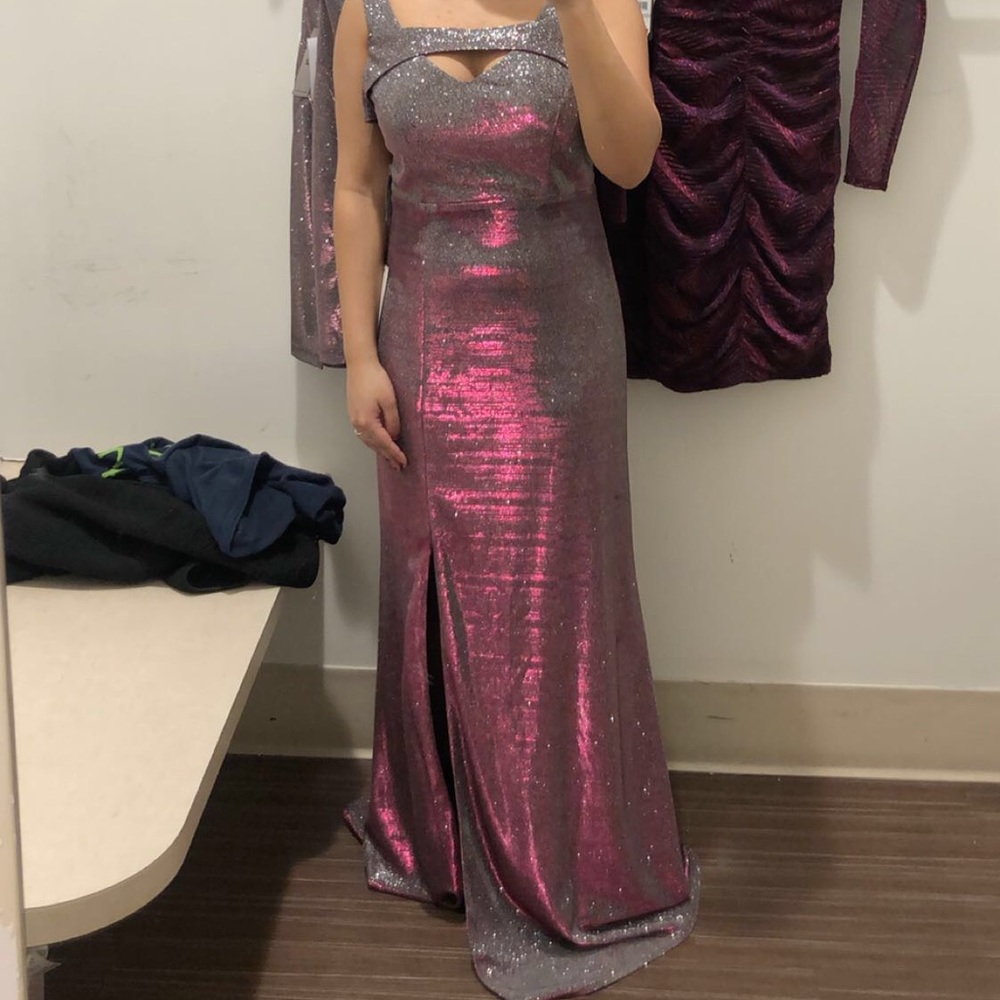 NWT holographic shimmery cut out gown